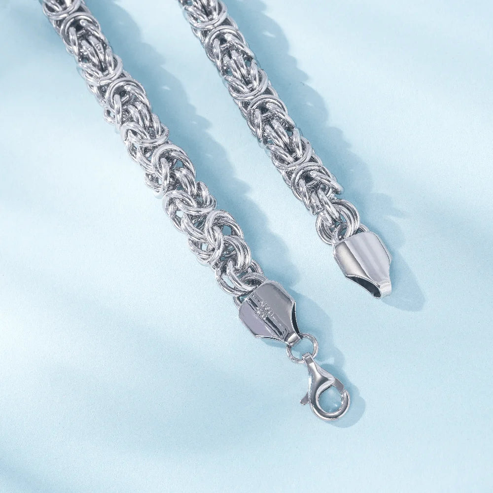 S925 Sterling Silver Byzantine Chain Bracelet – Polished Unisex Miami Style Jewelry, Smooth K-Pop Inspired Design
