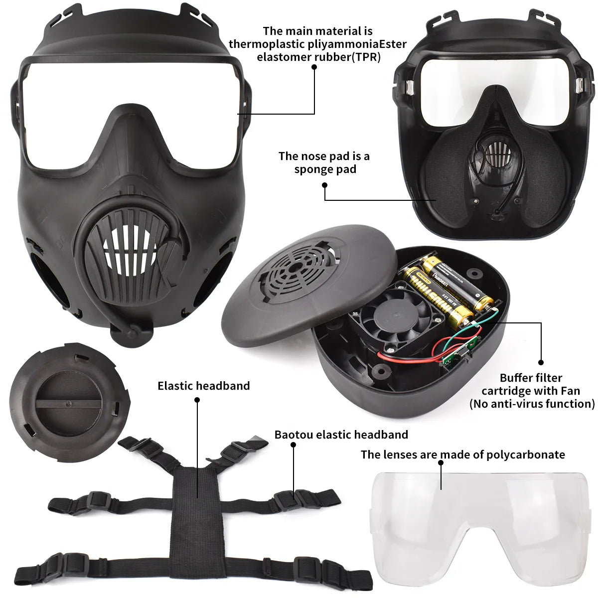 Full Face Tactical Respirator Mask for Airsoft, Shooting, Hunting, Riding, and Cosplay