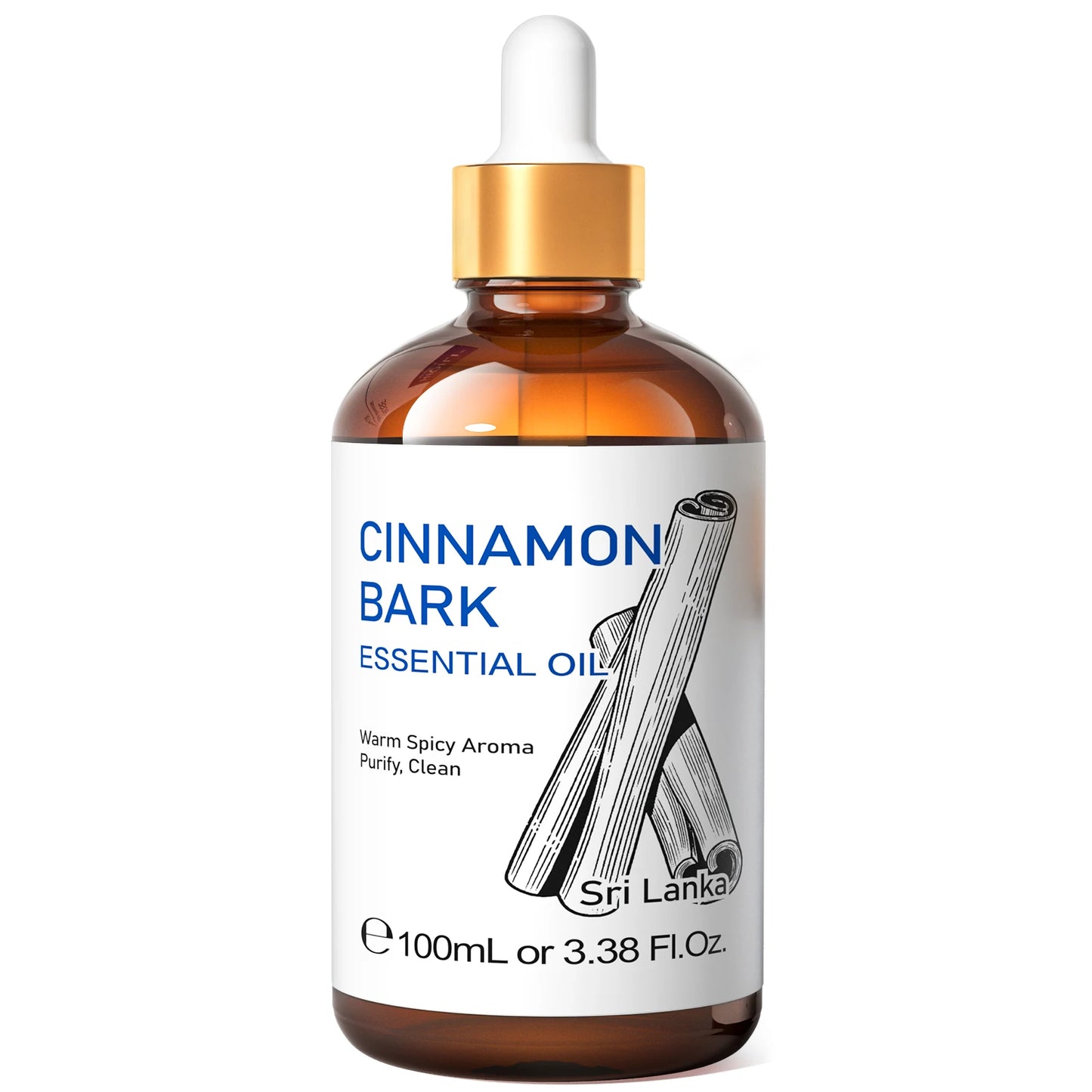 100ml Pure Cinnamon Bark Essential Oil - Natural Aromatherapy for Diffusers, Humidifiers, Massage, and Stress Relief