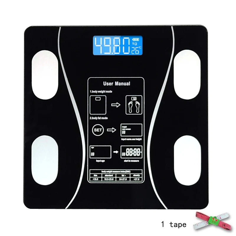 Smart Wireless Body Fat Scale: Digital Bathroom Weight Scale with Body Composition Analyzer, Bluetooth-Compatible Smartphone App