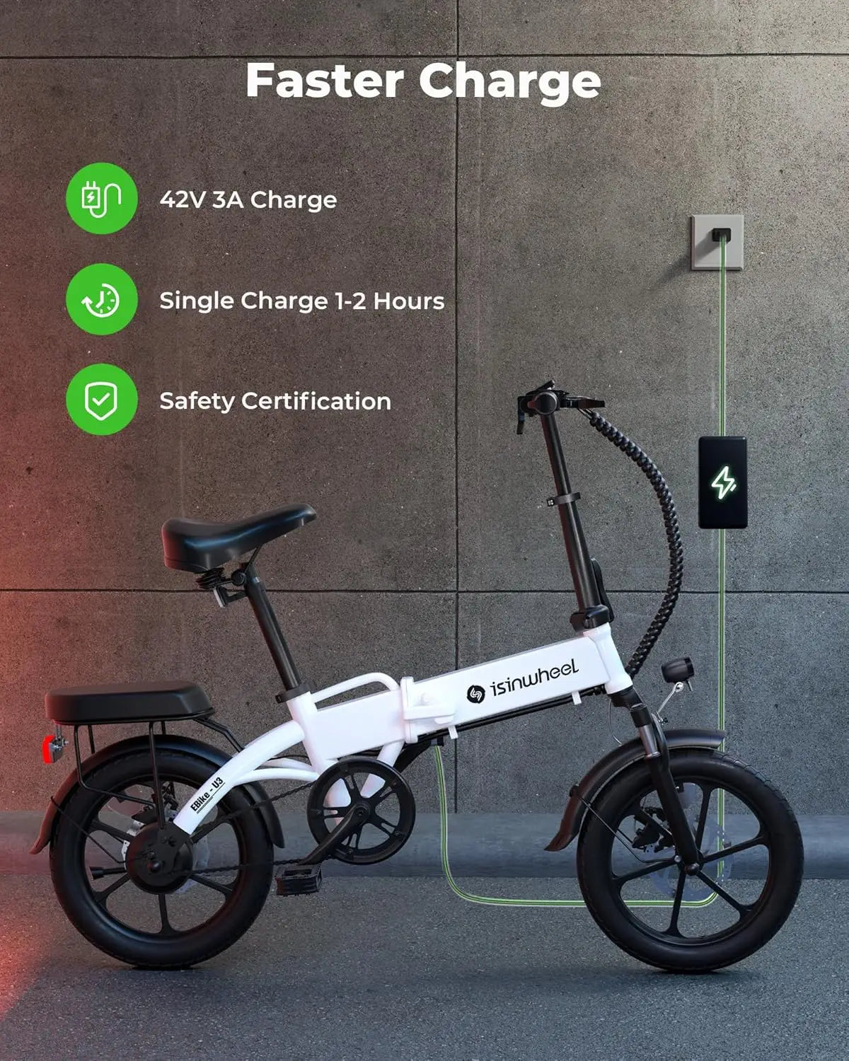 16'' Foldable Electric Bike for Adults – 500W Motor, Front Fork Suspension, 19 MPH Speed, Up to 45 Miles Range