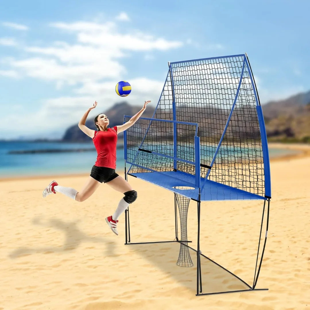 3-in-1 Portable Volleyball Training Net – Adjustable Height Rebounder with Carry Bag (2.44 x 3.35m) for Practice & Drills