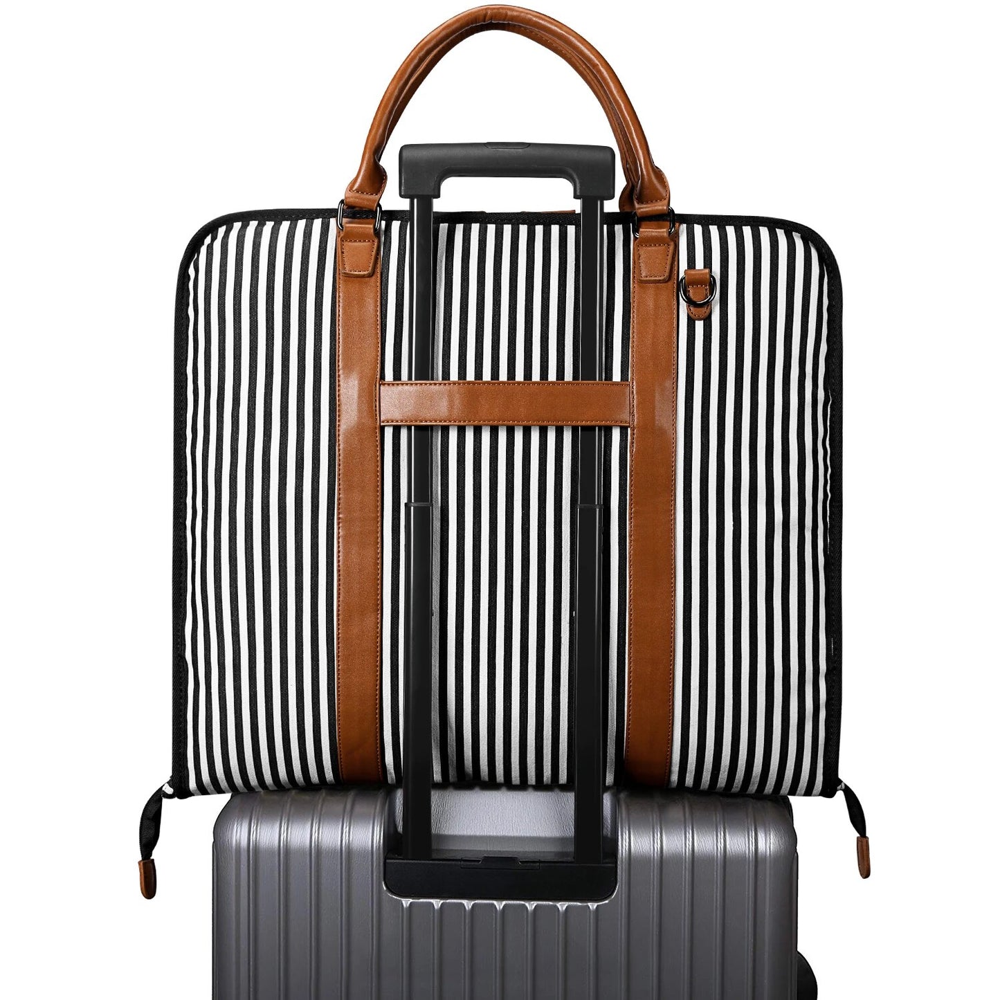 Business Travel Essential: S-ZONE Canvas and Leather Men's Suit Cover, your Convenient Carry-On Garment Bag.