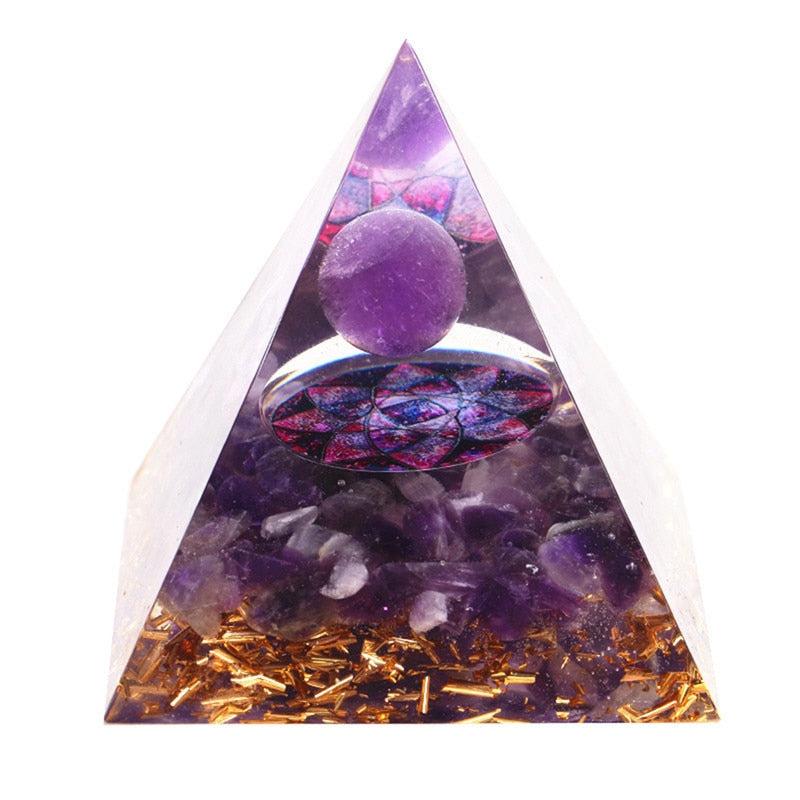 Handcrafted Brazilian Amethyst Orgonite Pyramid: Enhance Your Meditation, Chakra Healing, and Energy Flow