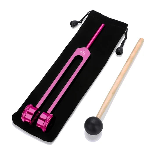 128C Tuning Fork Therapy Set: Neurological Healing, Chakra Alignment, Massage Vibration – Includes Mallet, Bag, & Ball Hammer!