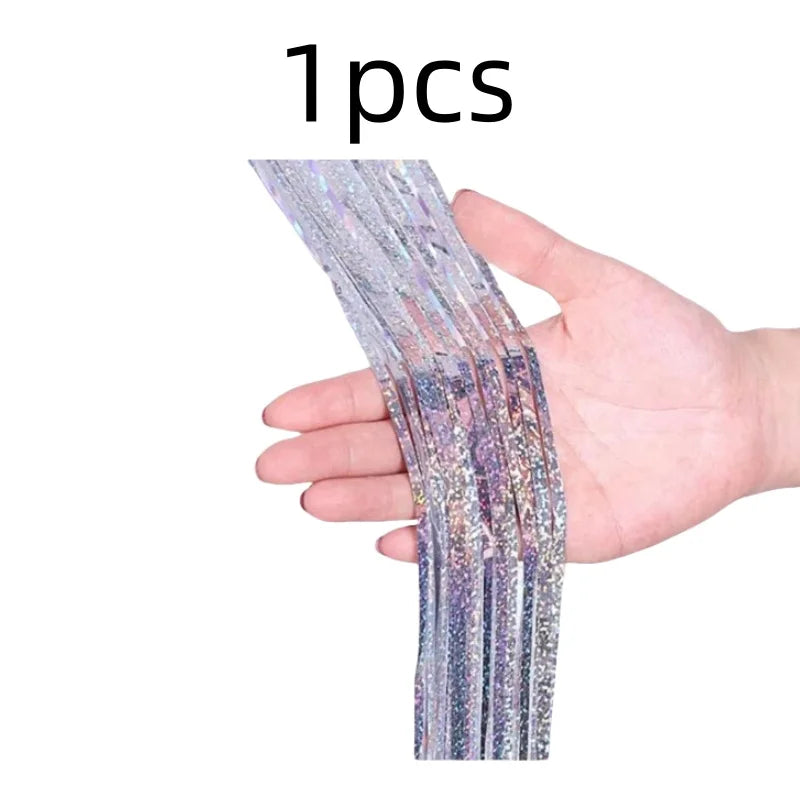 2-Pack Metallic Tinsel Fringe Curtains – 2x1M Glitter Party Backdrops for Birthday, Wedding, Bachelorette & Event Decor