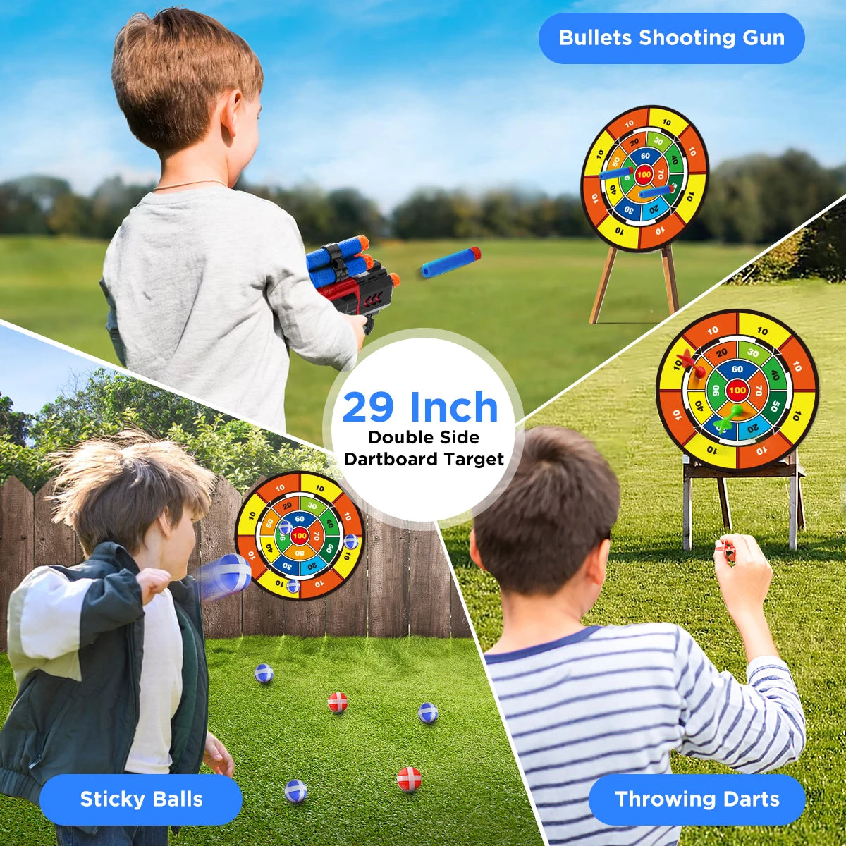 2-in-1 Bow & Arrow + Toy Gun Set for Kids – LED Light-Up Archery with Suction Arrows, Target Stand & Dart Board Game