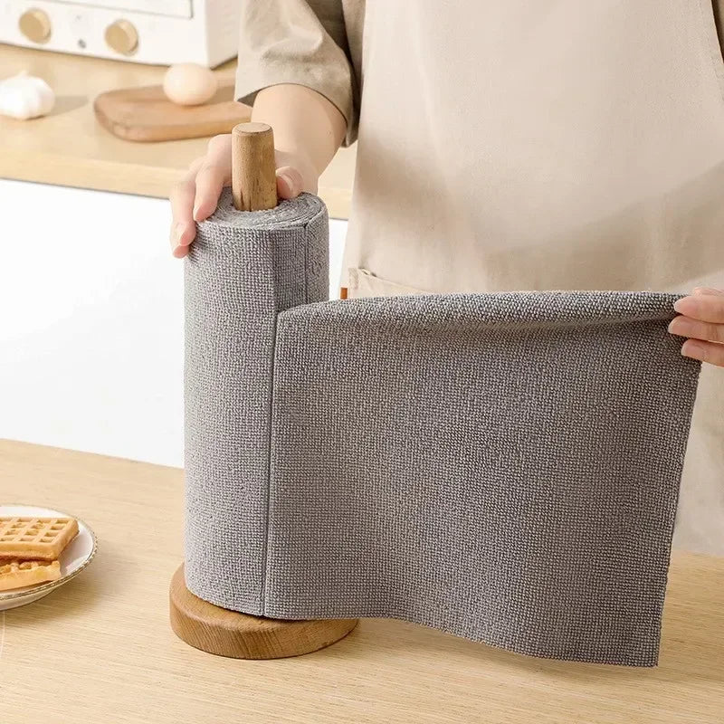 Reusable Microfiber Cleaning Cloth Roll – 20-Sheet Washable Kitchen Towels for Dishes & Household Use