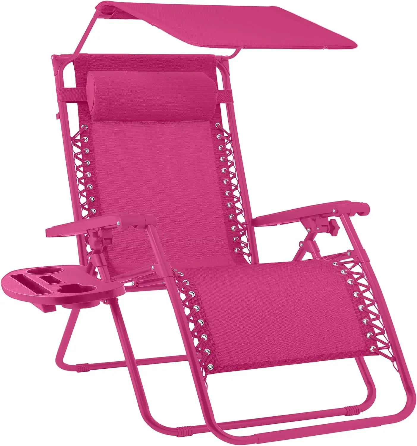 Folding Zero Gravity Recliner Chair – Outdoor Patio Lounge with Adjustable Canopy, Headrest & Side Tray
