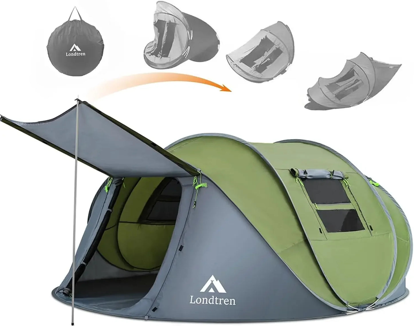 4-Person Easy Pop-Up Tent | Waterproof, Instant Setup with 2 Doors – Perfect for Family Camping, Hiking, & Travel