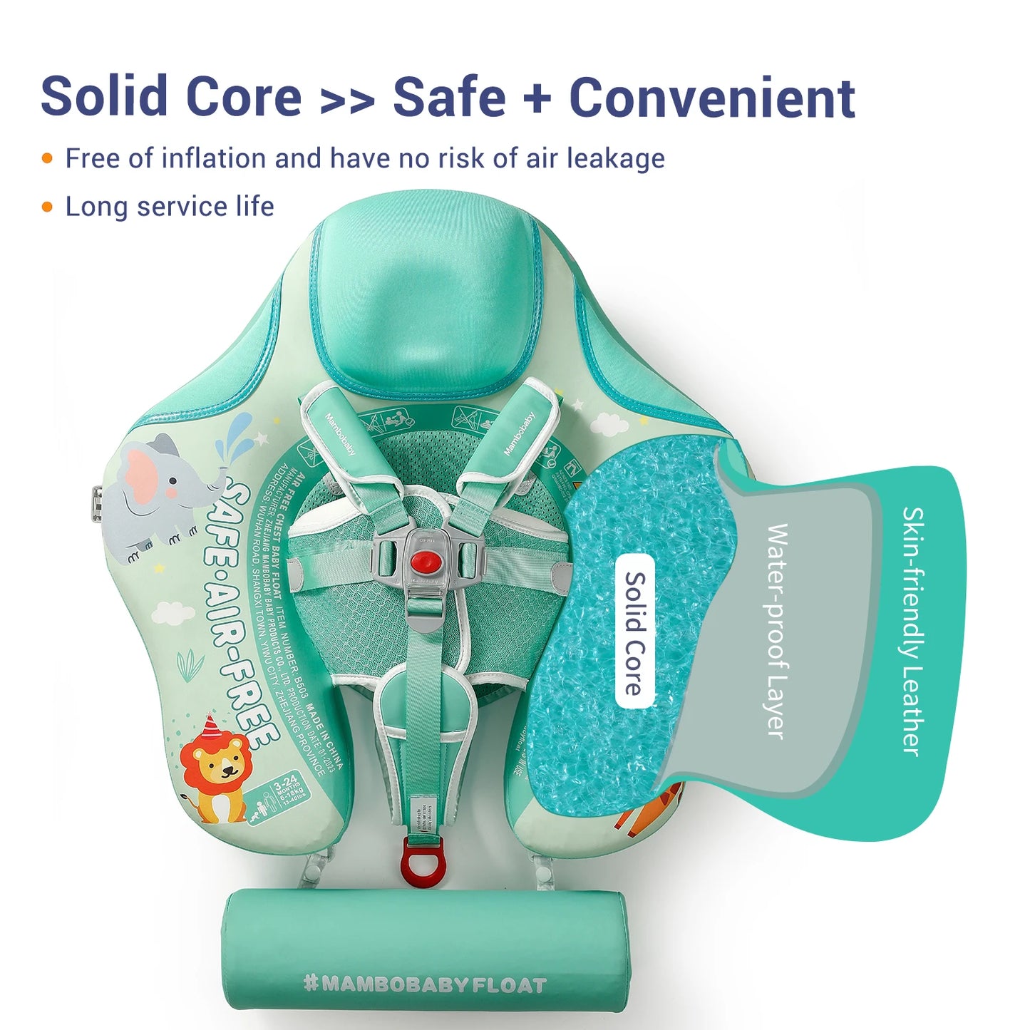 2024 Mambobaby Animal Float – Non-Inflatable Solid Baby Swim Trainer Ring for Infant Pool Safety & Water Fun