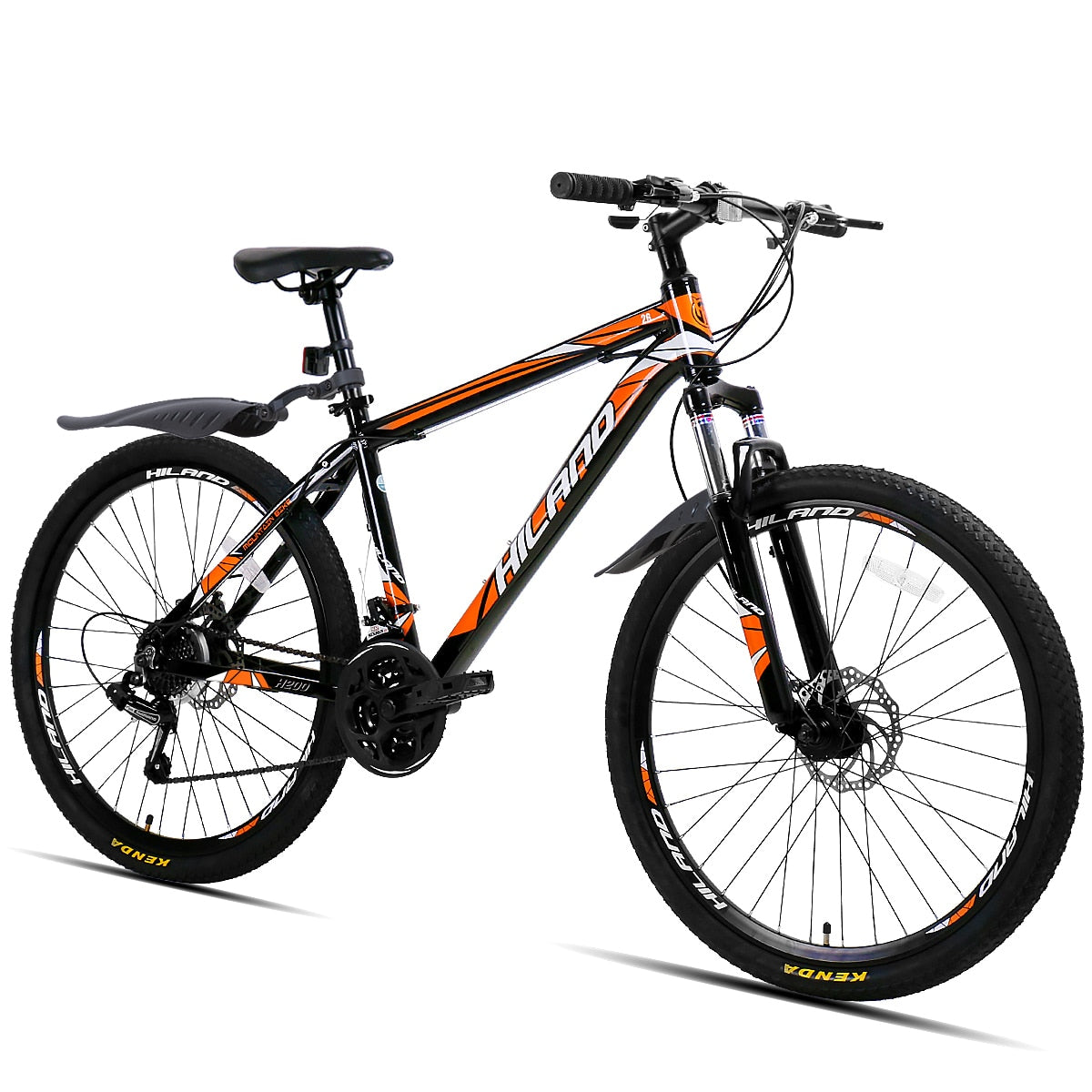 HILAND 26-Inch 21-Speed Mountain Bike with Aluminum Alloy Frame: Features Suspension Fork, Double Disc Brake, and Bonus Fenders