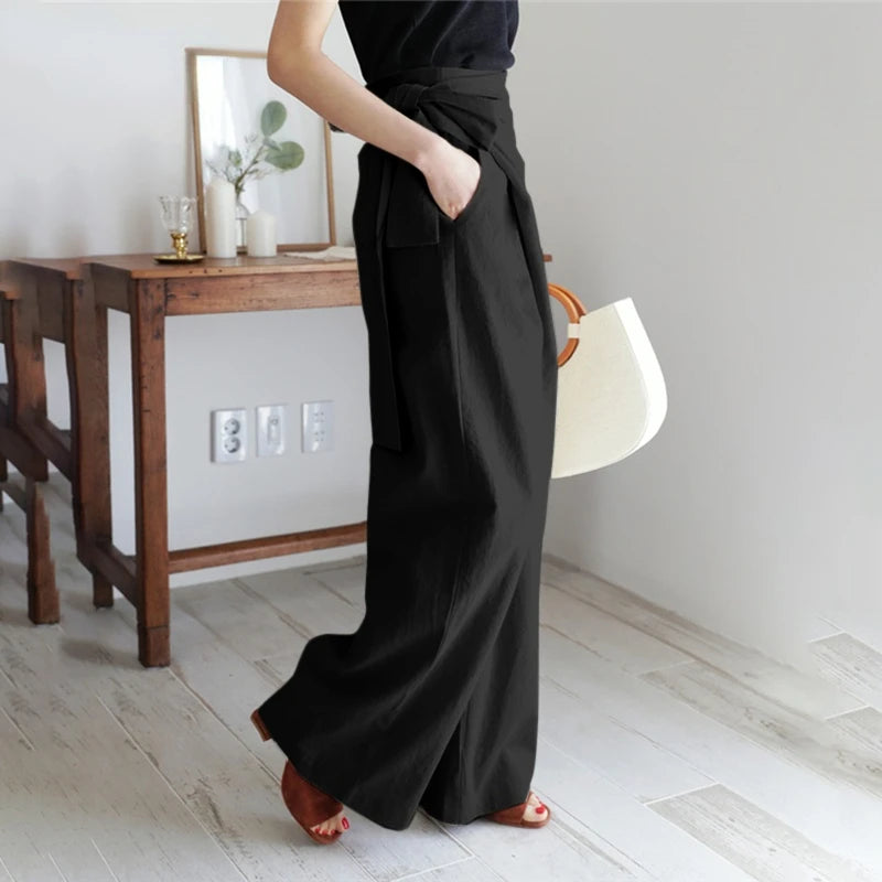 Women's High Waist Wide-Leg Trousers: 2023 Fashion, Casual Office Pants for Ladies