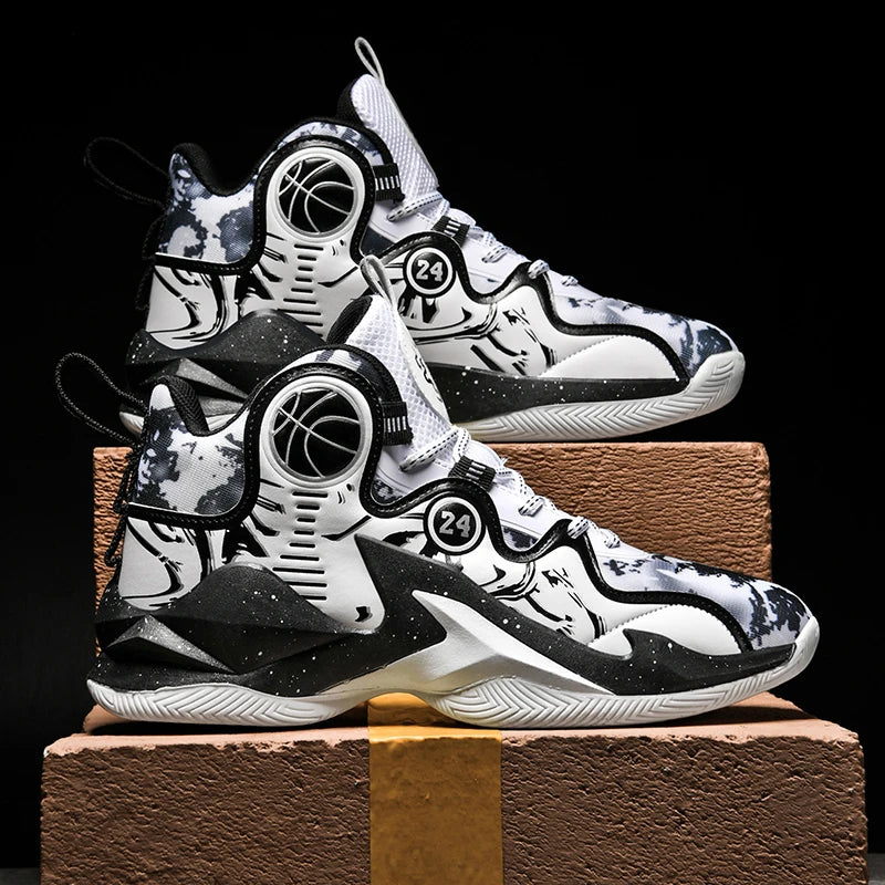 Men's Basketball Shoes – Breathable, No-Slip Outdoor Training Sneakers with Trendy Graffiti Design