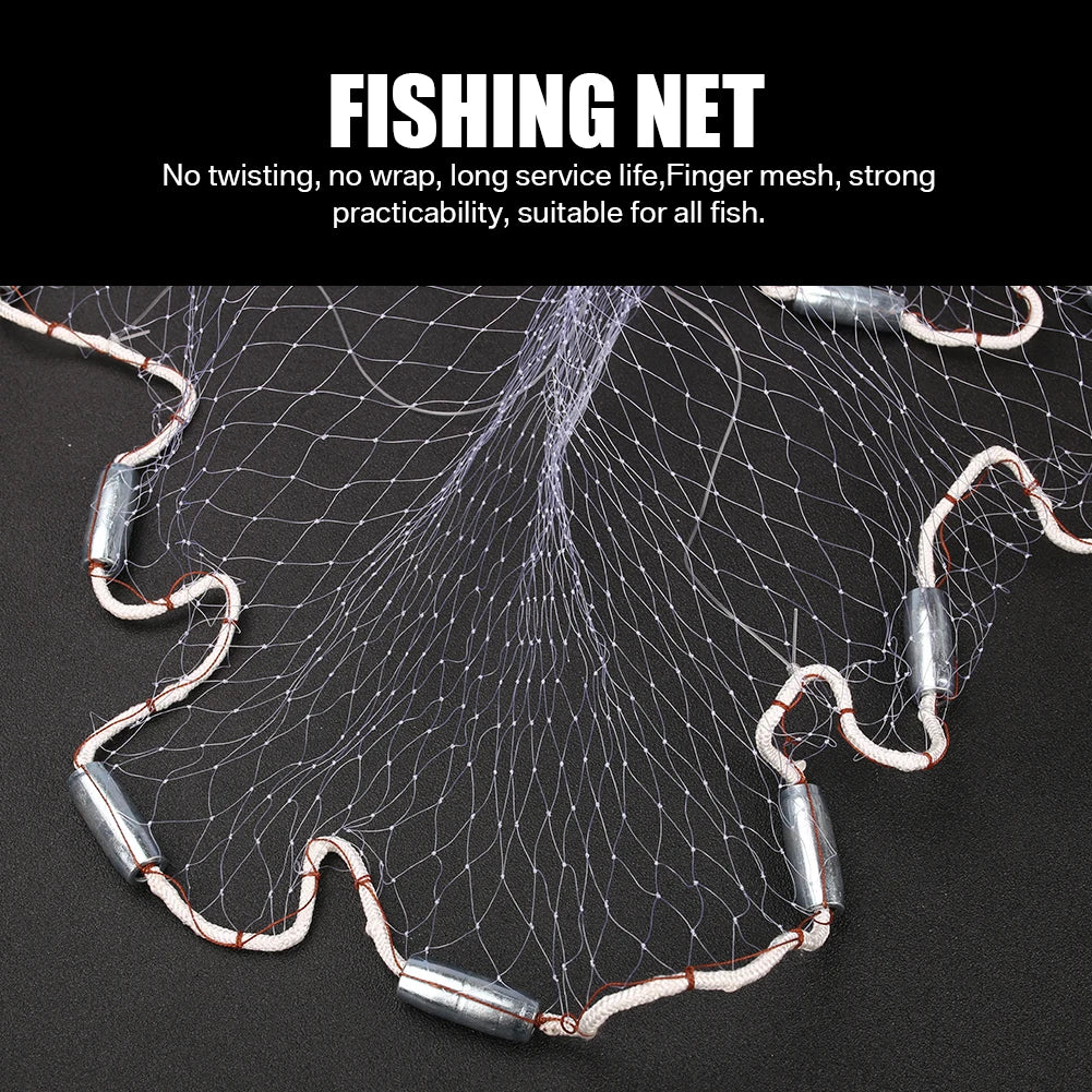 Cast Net (4ft-8ft Radius) – Premium Small Mesh Throw Net for Saltwater Fishing with Aluminum Sinkers