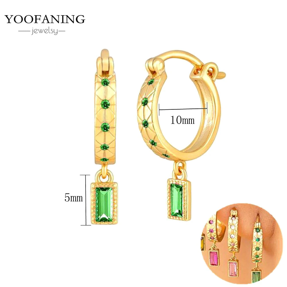925 Sterling Silver Women's Earrings – Heart-Shaped Green Zircon Flower with Geometric Luxury Design