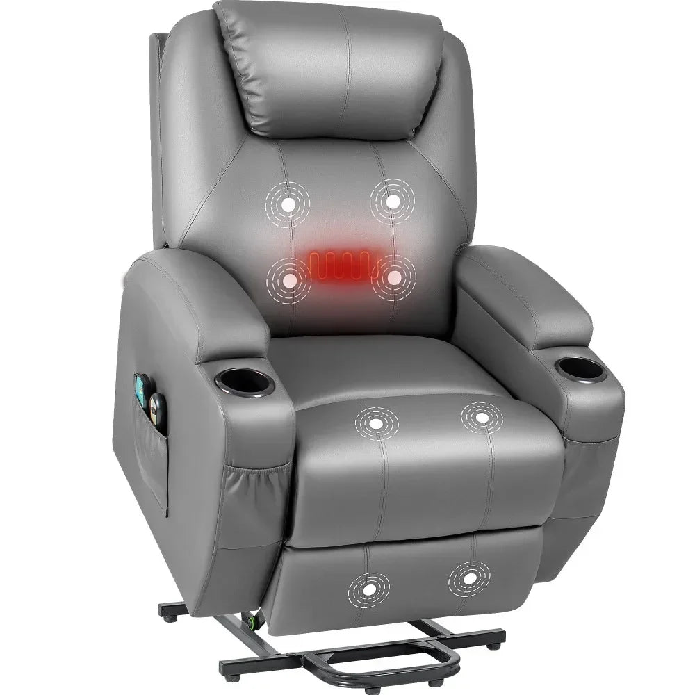 2023 Modern Power Lift Recliner: Heat, Massage, and PU Leather Comfort for Elderly