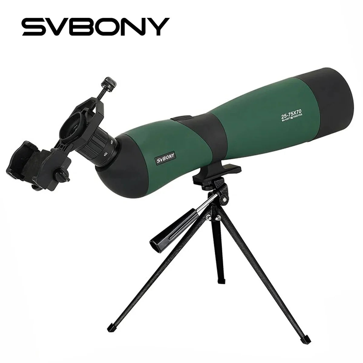 SV403 Zoom Telescope 25-75x70mm Spotting Scope, Multi-Coated Optics Monocular, 64-43ft/1000 Yards, Includes Table Tripod