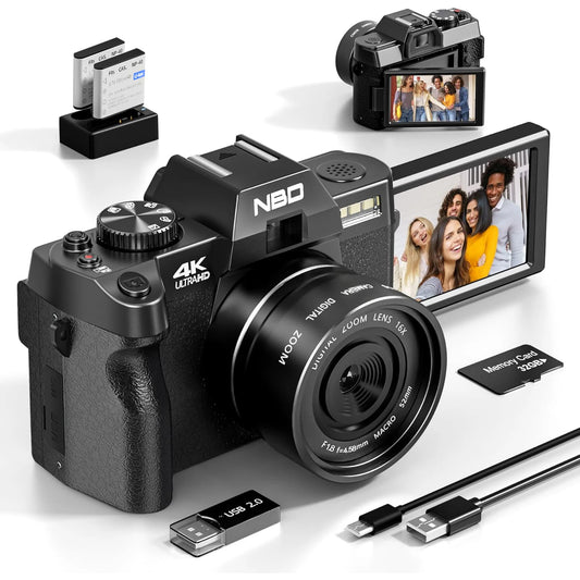 NBD Compact Digital Camera – 4K WiFi Webcam, Vintage Vlog Video Recorder with 48MP Camcorder and 16X Digital Zoom