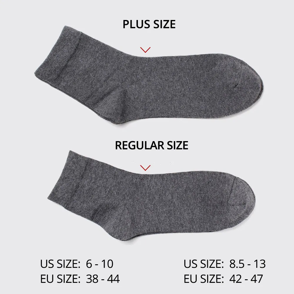 HSS Brand Men's Cotton Socks: New Black Business Style, Offering Soft, Breathable Comfort for Summer and Winter, Suitable for Men in Plus Sizes (6.5-14).