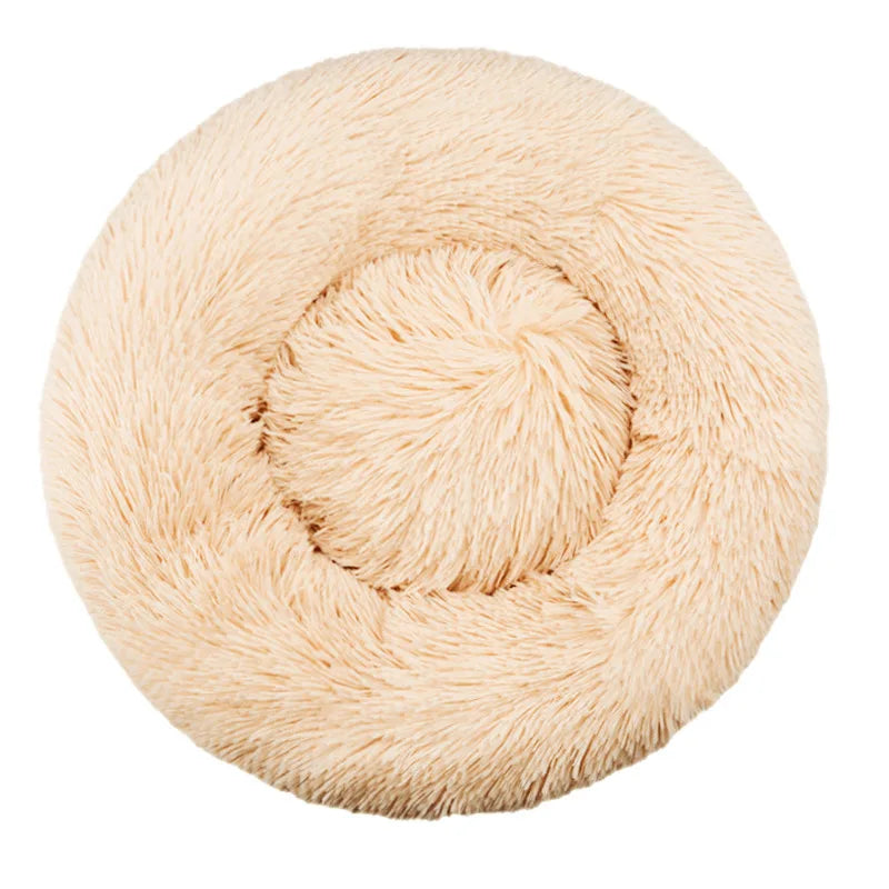 Round Plush Dog & Cat Bed – Winter Warm Washable Pet Bed for Small, Medium & Large Pets