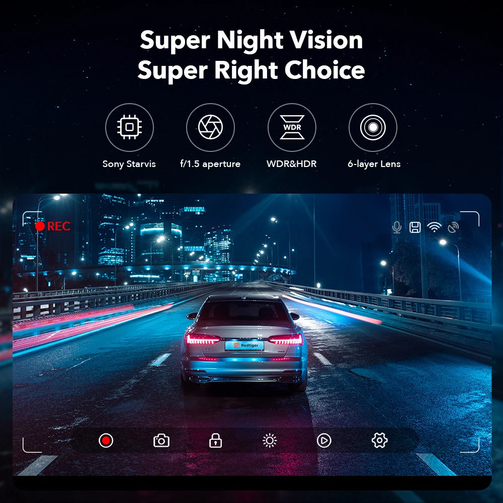 4K Dash Cam - 1080P HD Car DVR with GPS, Wi-Fi, Night Vision, and Android Compatibility"