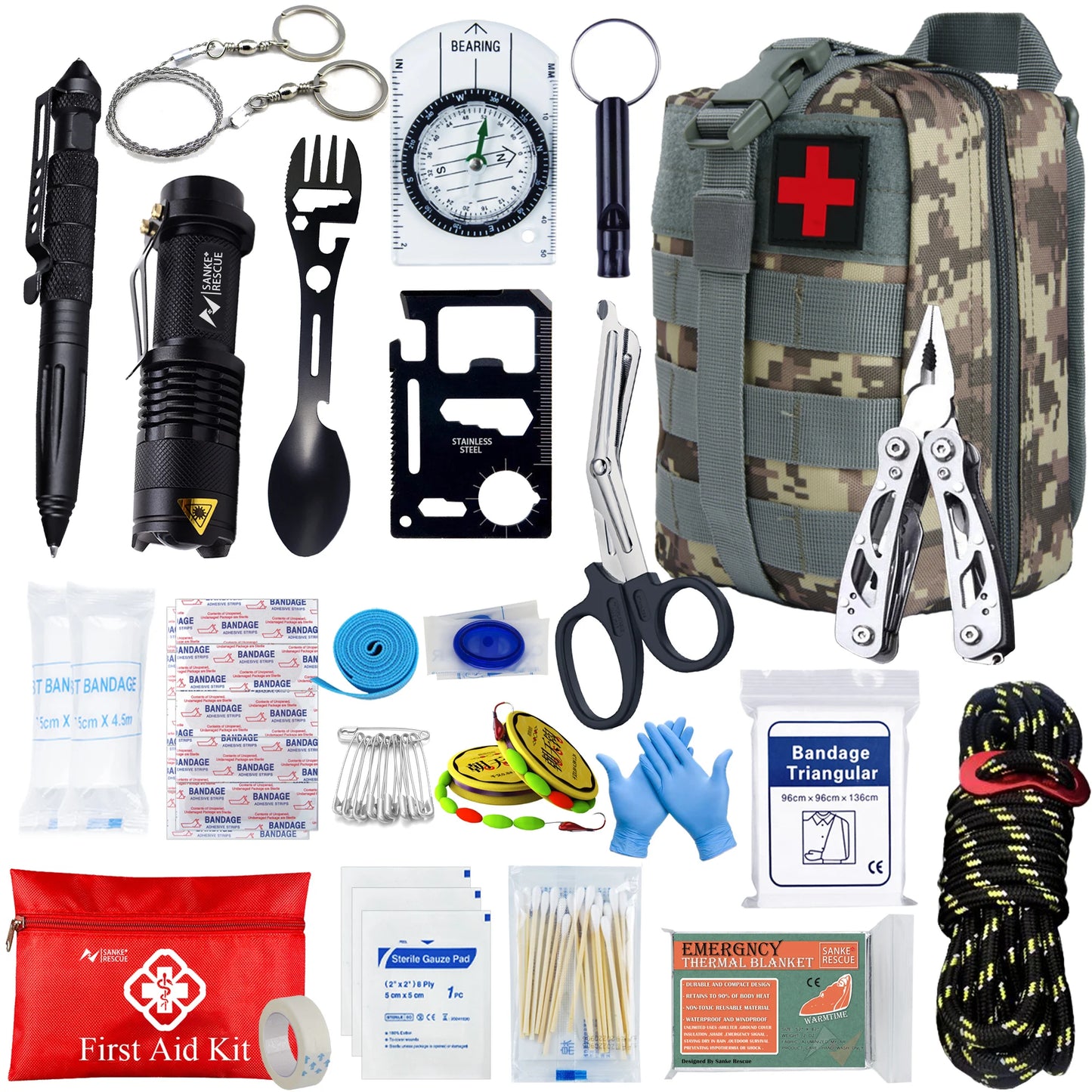 Tactical First Aid Kit – Compact EDC Survival Medical Bag for Car, Camping & Emergency Use
