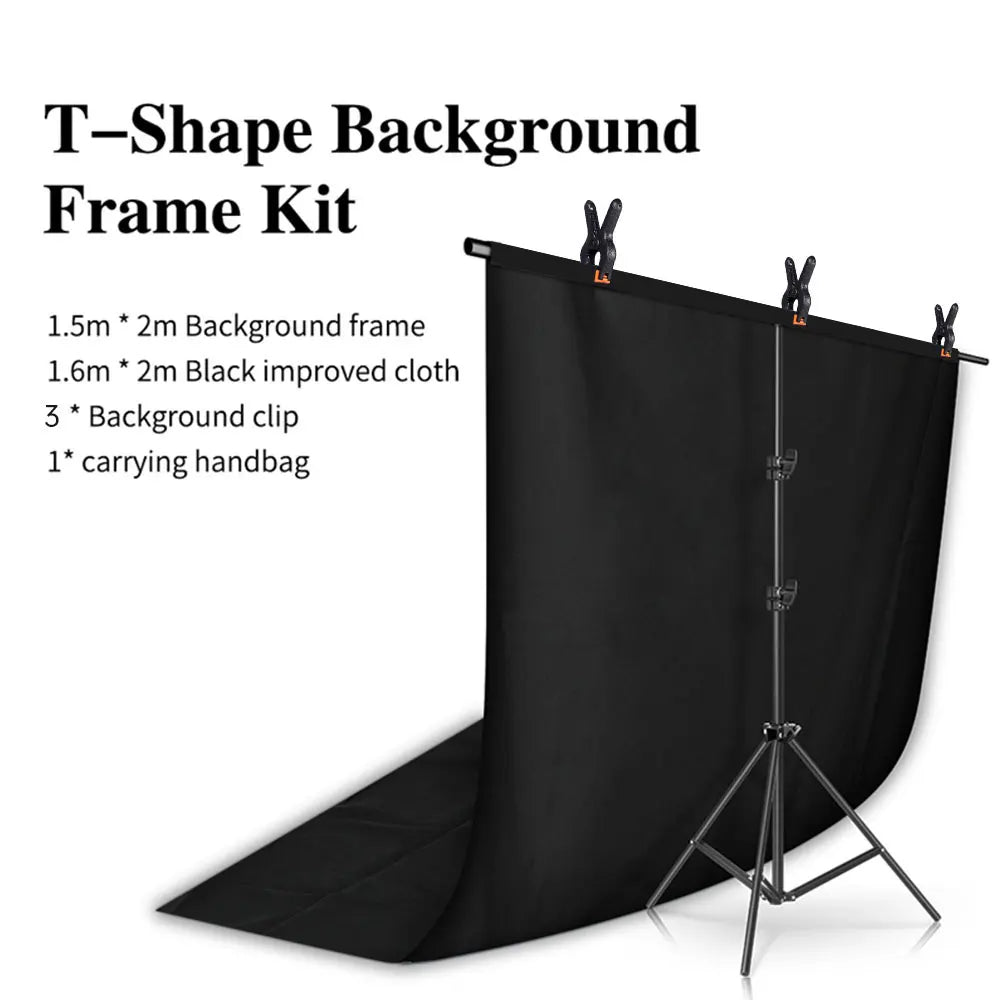 Photography T-Shape Backdrop Support System Kit – Frame for Video Chroma Key Green Screen with Adjustable Stand