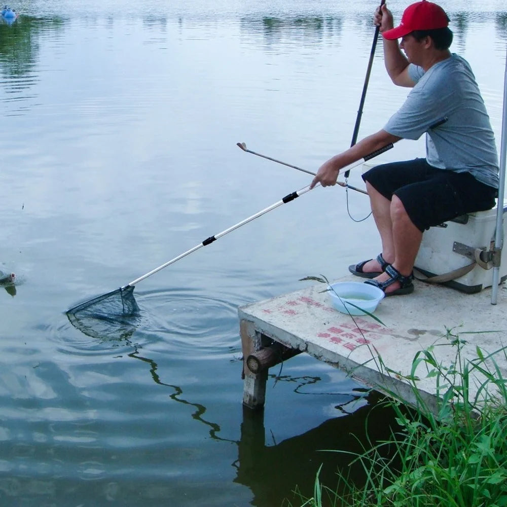 Telescopic Folding Fishing Landing Net - 190CM Aluminum Pole, Collapsible with Long Handle for Bird, Fish, and Aquarium Ponds