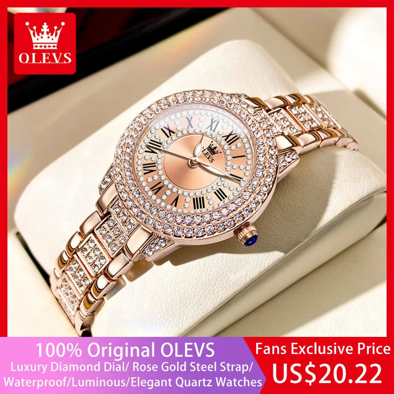 Original Diamond Women's Watch: Elegant Stainless Steel Waterproof Quartz Wristwatch for Luxury Ladies