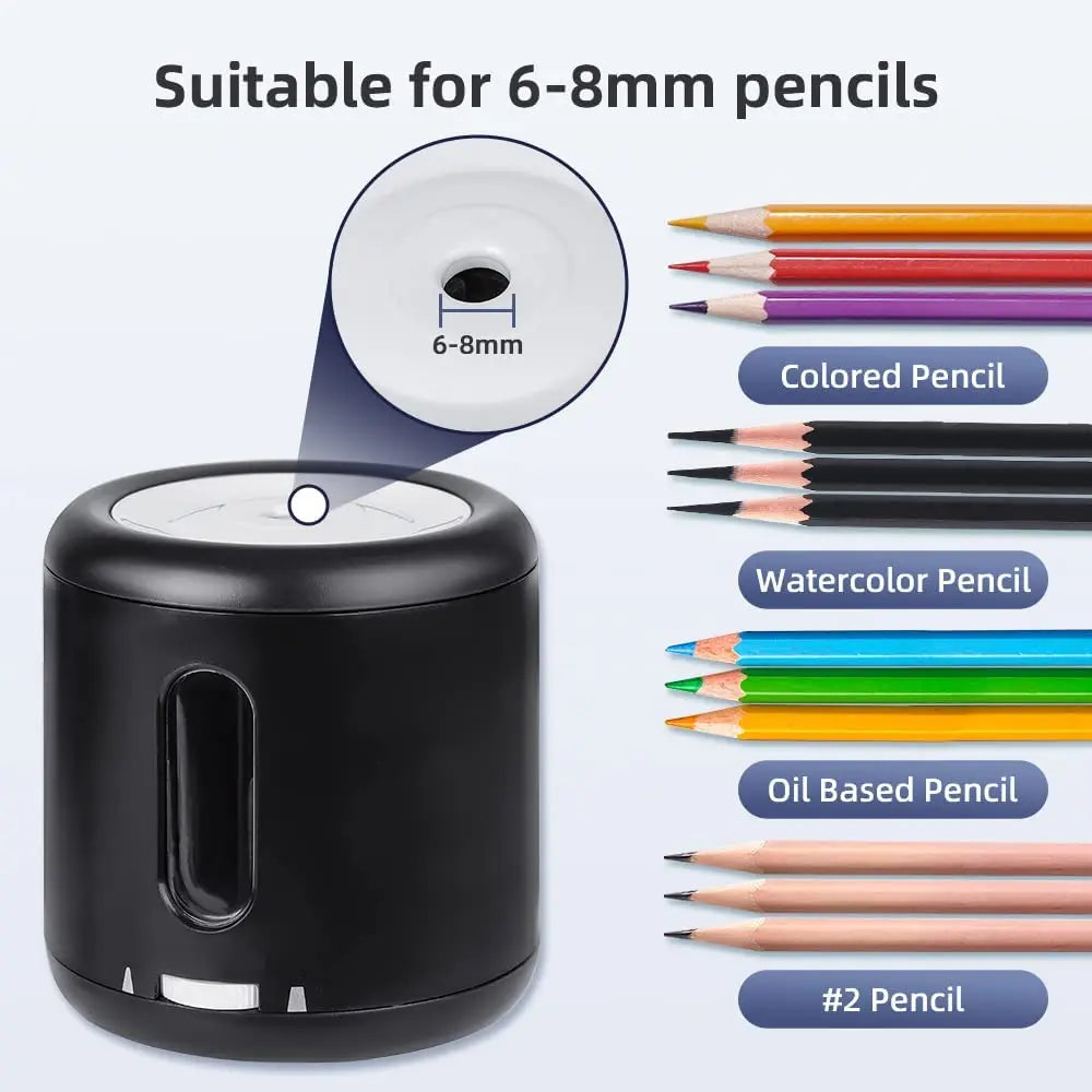 Tenwin Electric Auto Pencil Sharpener – Automatic Touch Switch, Fits 6–8mm Pencils, for School, Office & Home