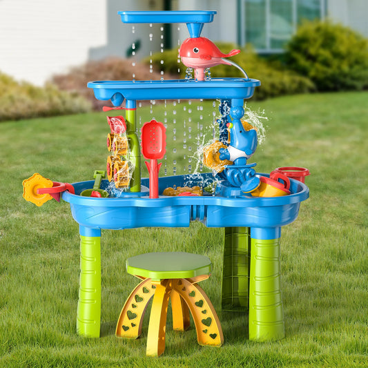 Children’s Sand & Water Play Table – Outdoor DIY Beach Toy Set for Kids Ages 3–5