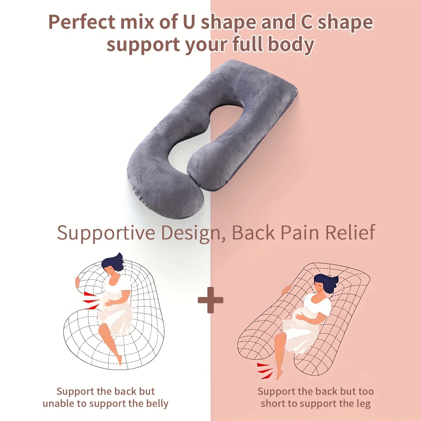 Ultimate Comfort for Moms-to-Be: Detachable G-Shaped Maternity Pillow with Velvet Support