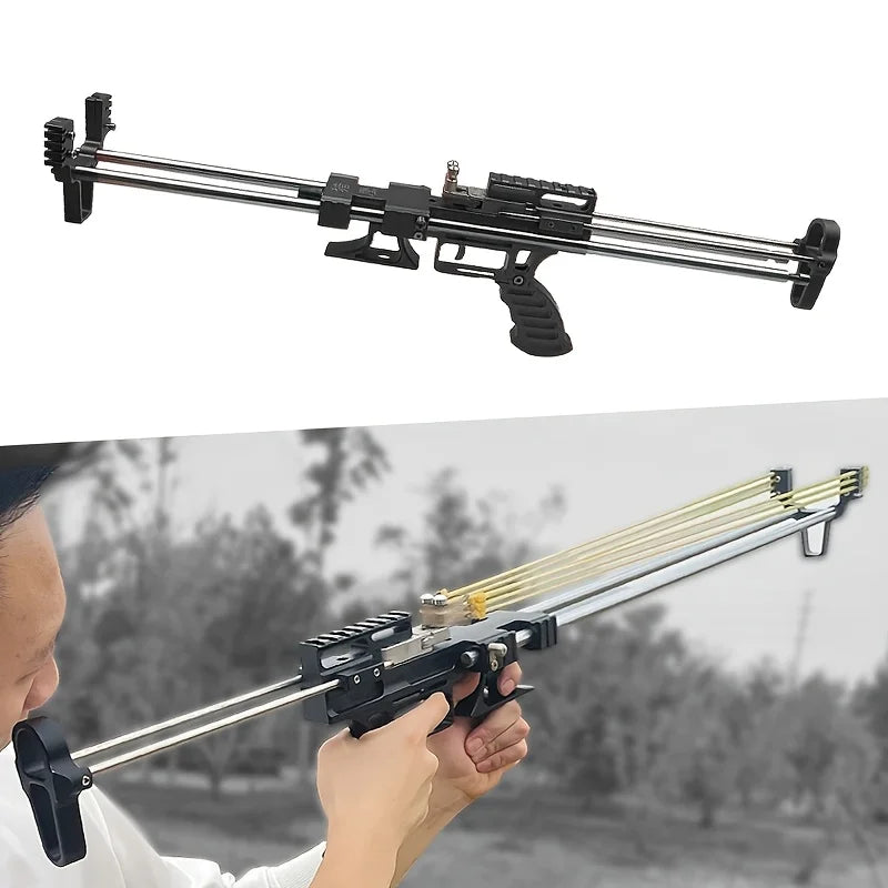 🎯 80LBS Telescopic Long Pole Slingshot with Laser Sight | All-Metal Powerful Hunting Slingshot