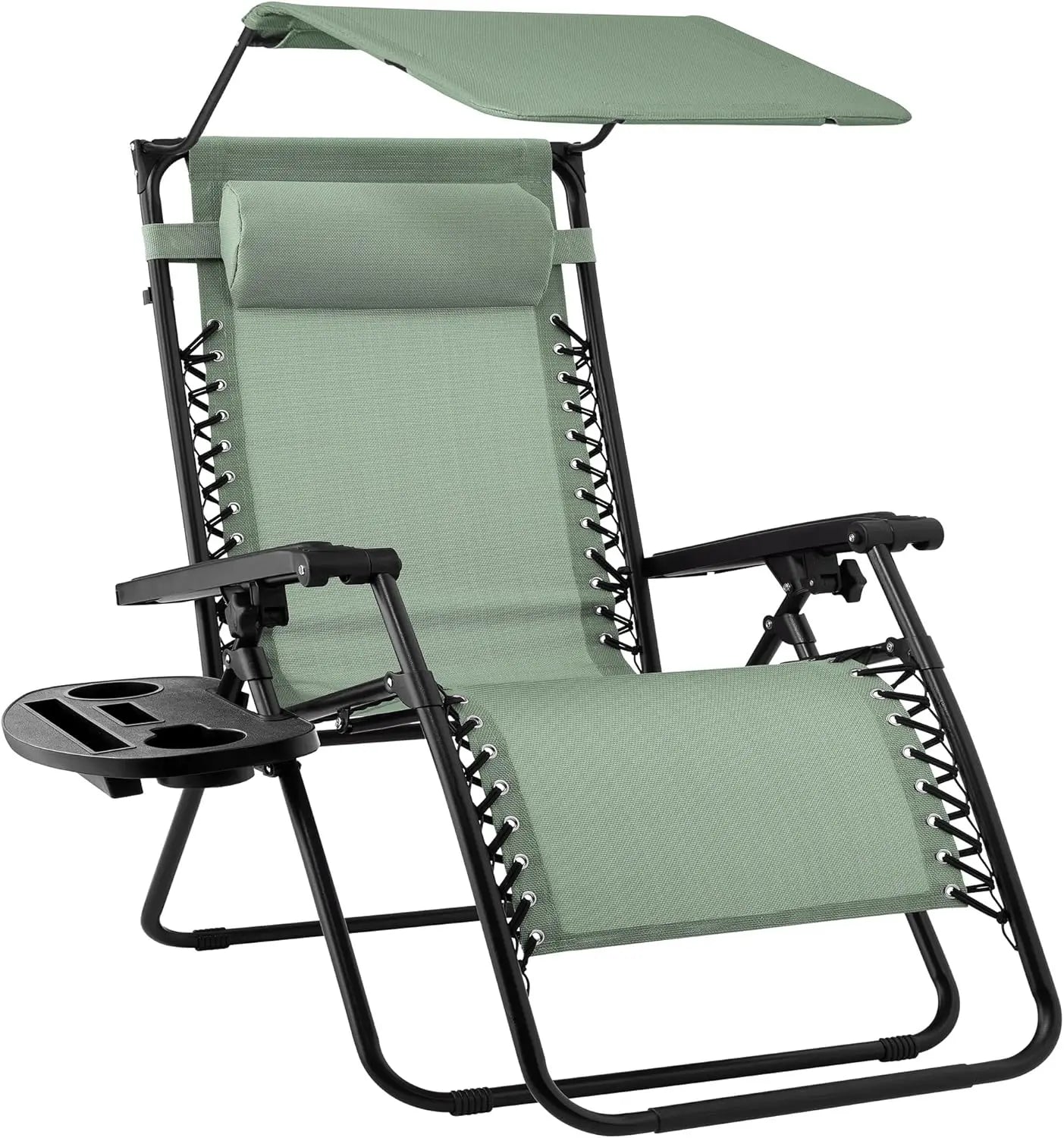 Folding Zero Gravity Recliner Chair – Outdoor Patio Lounge with Adjustable Canopy, Headrest & Side Tray