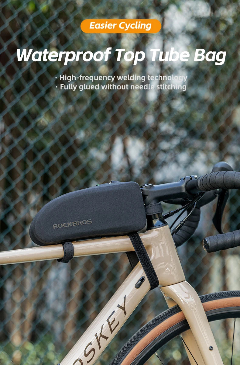 Waterproof Hard Shell Bike Frame Bag – Large Capacity Top Tube Storage for MTB & Road Bikes