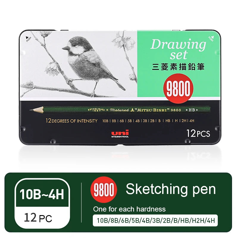 Uni Sketch Graphite Pencil Set – Smooth Drawing Tools from Japan, Artist Accessories for Shading & Sketching