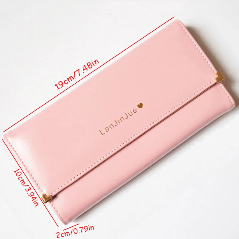 👜 Women's PU Leather Long Wallet – Trifold Clutch Purse & Mobile Bag