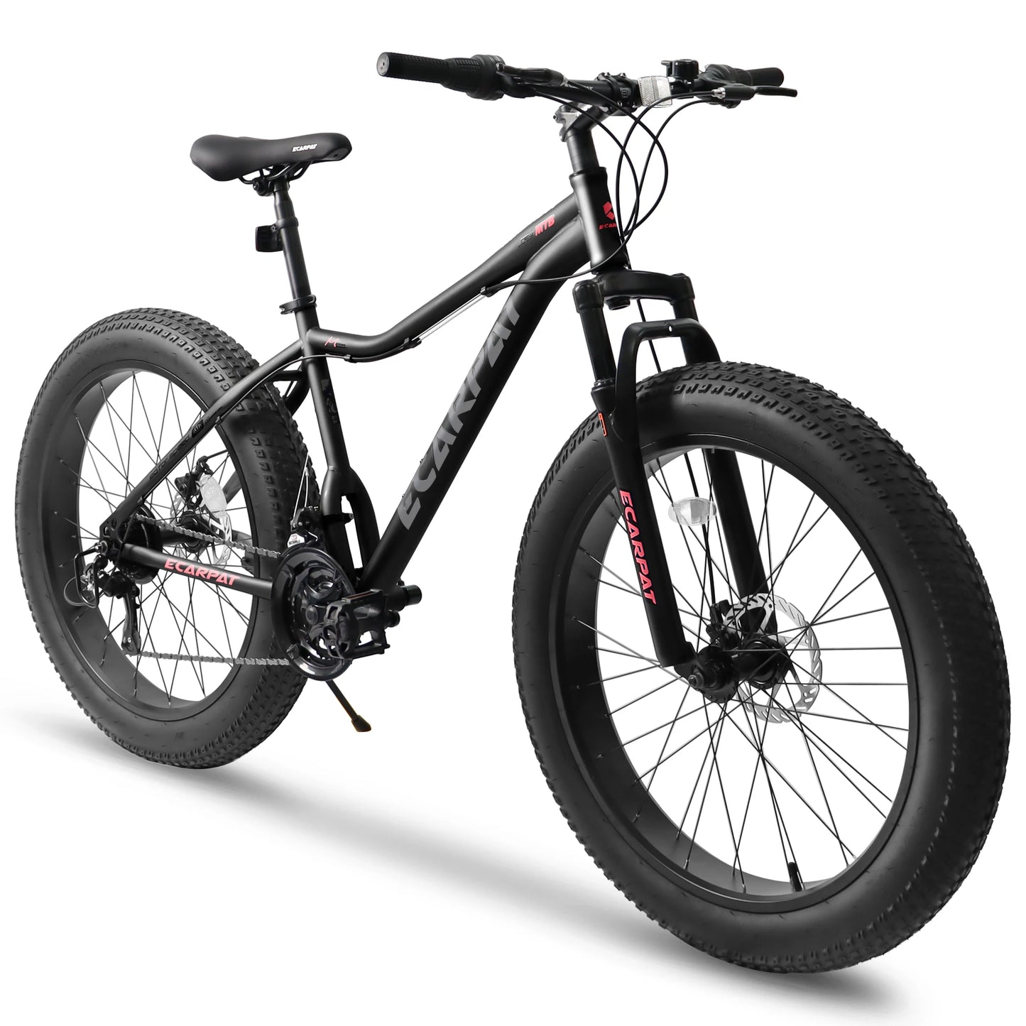 Ecarpat 26-Inch Fat Tire Mountain Bike – 4" Wide Tires, 21-Speed Snow Bike with Steel Frame & Disc Brakes for Men & Women