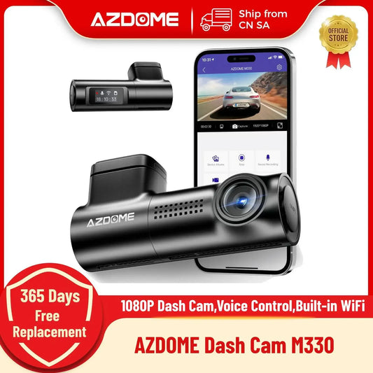 AZDOME M330 Dash Cam - 1080P Car DVR with Smart Voice Control, WiFi, G-Sensor, Parking Monitor & Loop Recording!