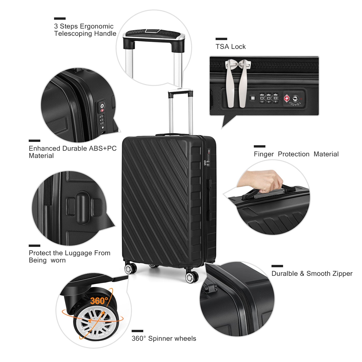 Travel in Style: 5-Piece Luggage Set with Cosmetic Suitcase, Portable Boarding Luggage, and 360-Degree Spinner Wheels