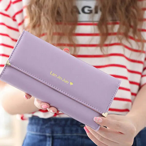 👜 Women's PU Leather Long Wallet – Trifold Clutch Purse & Mobile Bag