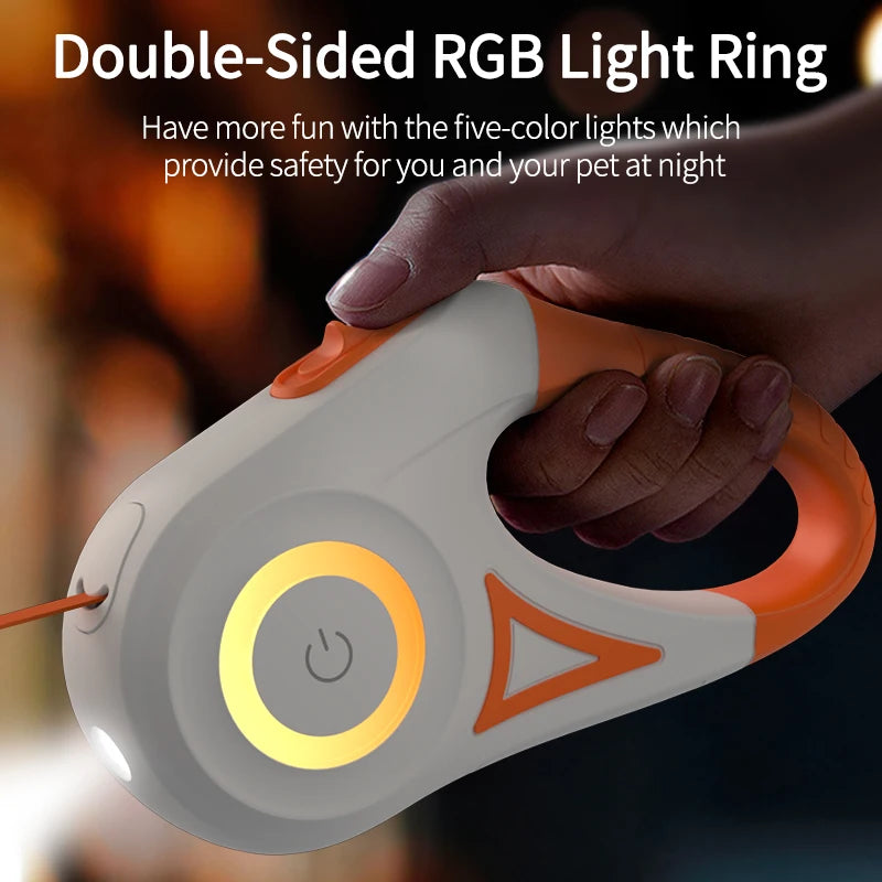 Brighten Your Walks: ROJECO Automatic Retractable Dog Leash with LED Lights