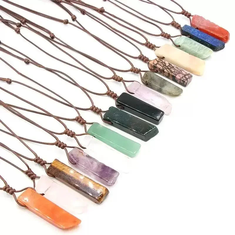 10pcs Natural Irregular Raw Ore Fluorite Crystal Pendant Necklace Energy Stone Healing Amethysts Meditation Yoga Gift Wholesale