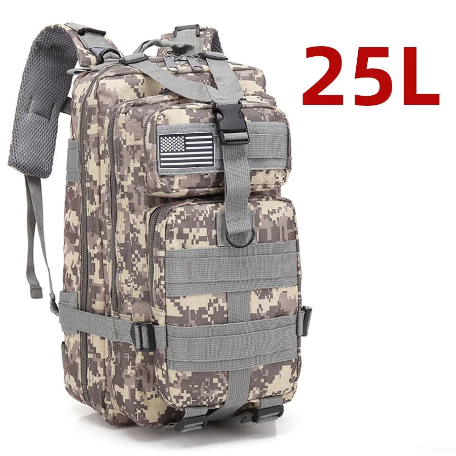 Outdoor-Ready Gear: 25L/50L Tactical Backpack for Camping, Hiking, & Sports