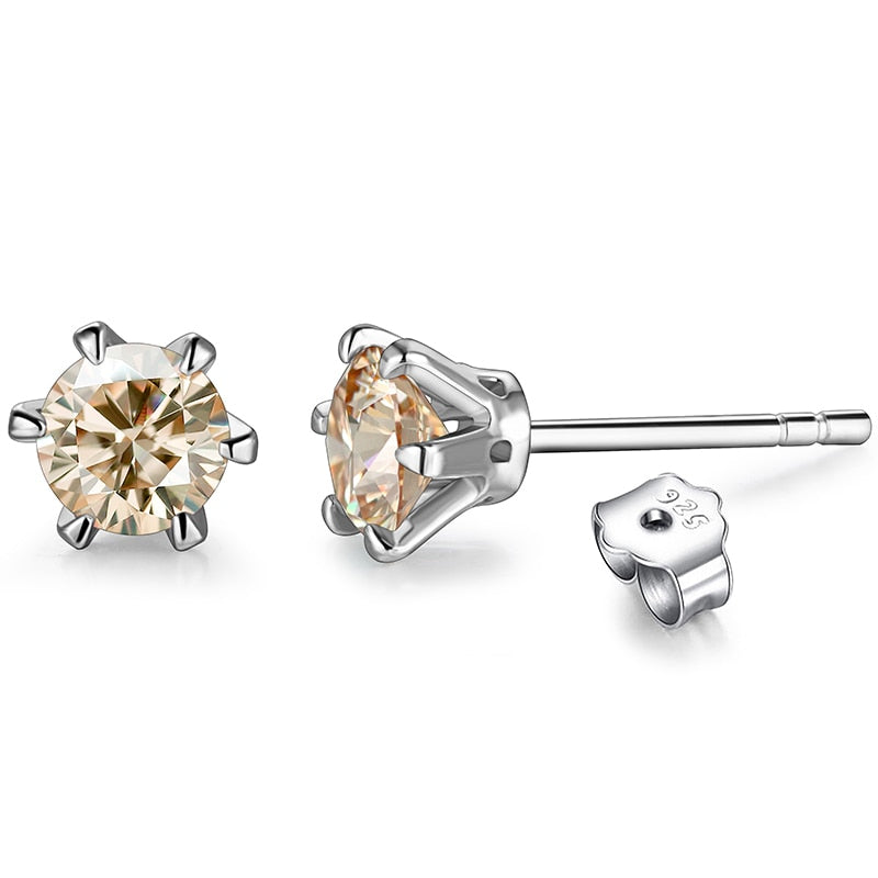 New Arrival 0.5 Carat Moissanite Gemstone Stud Earrings for Women: Elegant Solid 925 Sterling Silver D Color Solitaire Fine Jewelry