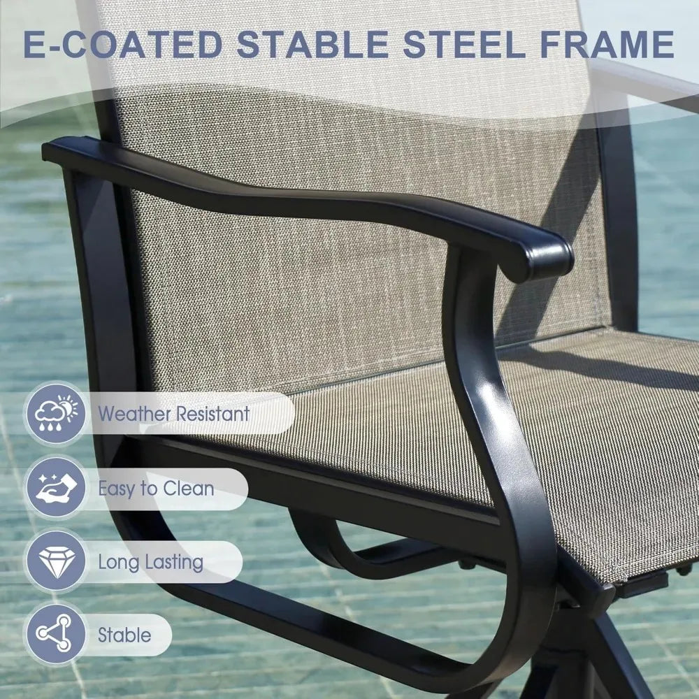 6-Piece Outdoor Patio Dining Set – Swivel Chairs & Rectangular Table with Built-In Storage Shelf