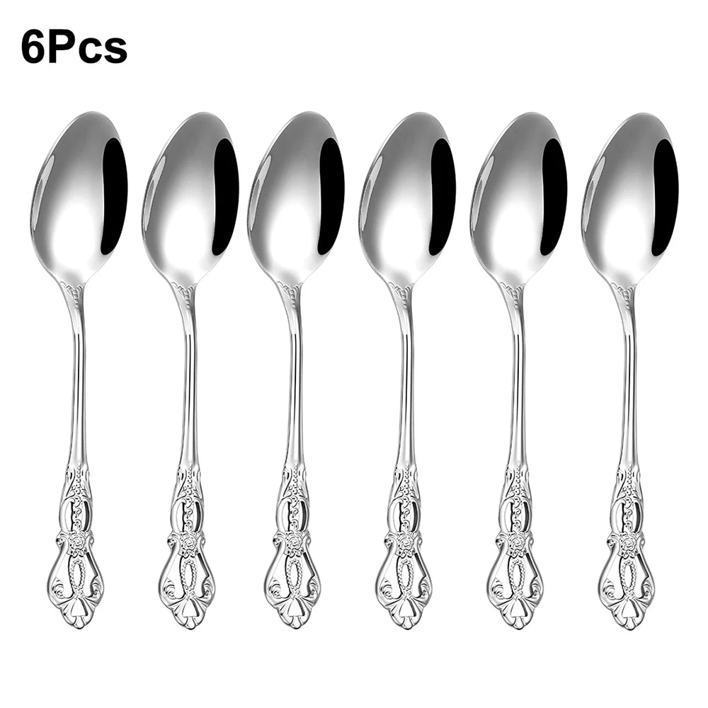 6/24/30-Piece Luxury Silver Cutlery Set – Elegant Stainless Steel Flatware for Stylish Dining