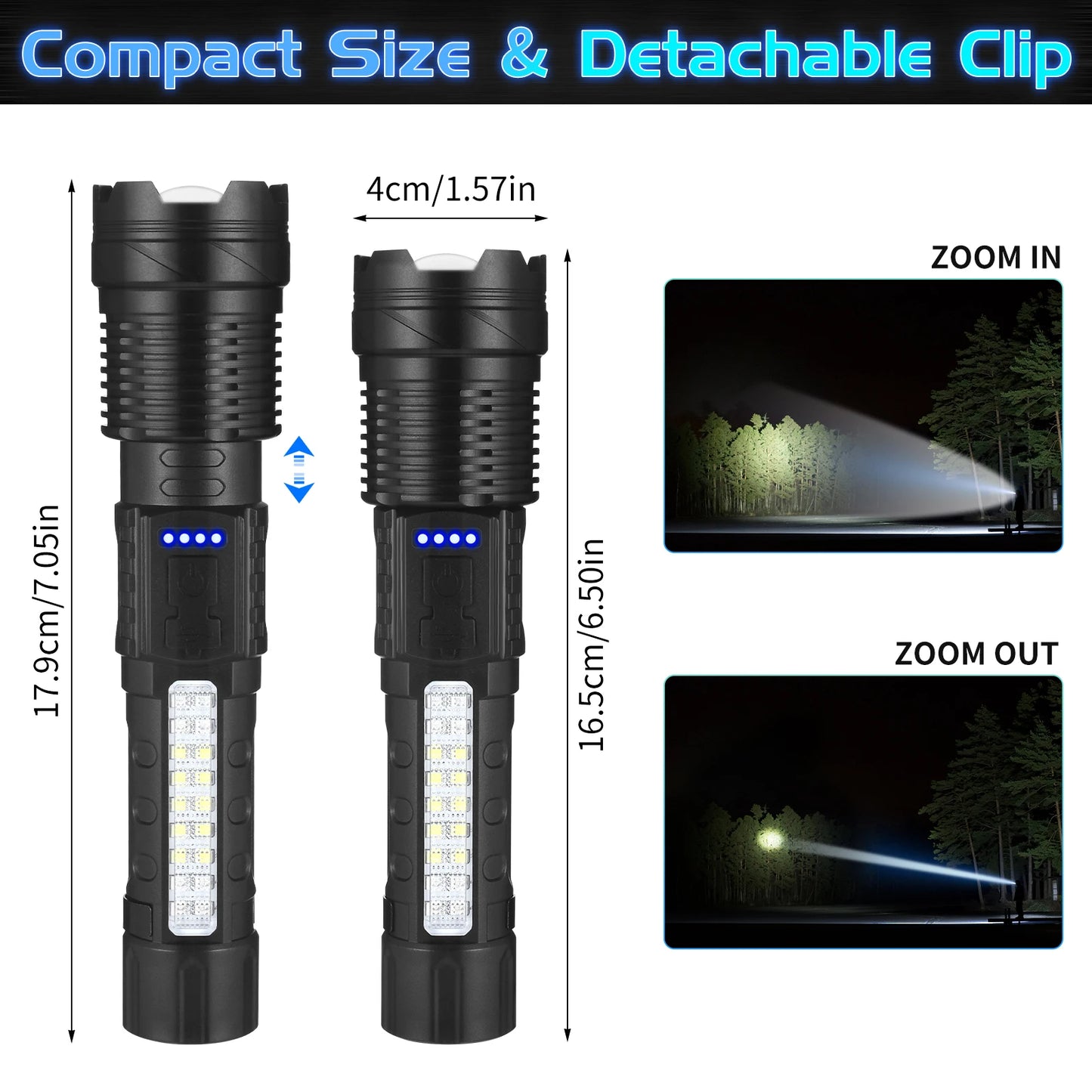 USB Rechargeable LED Flashlight – Ultra Bright Waterproof Tactical Light with Focus Zoom for Outdoor Use