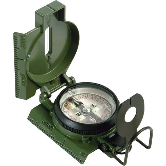 Lensatic Compass – Olive Drab Waterproof Handheld Compass with Pouch for Accurate Hiking and Camping Navigation